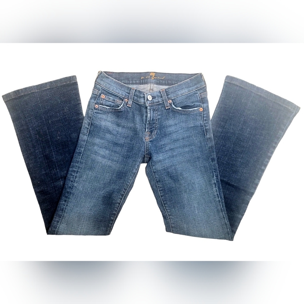 7 For All Mankind | Blue Flared Denim Jeans | Size: 25